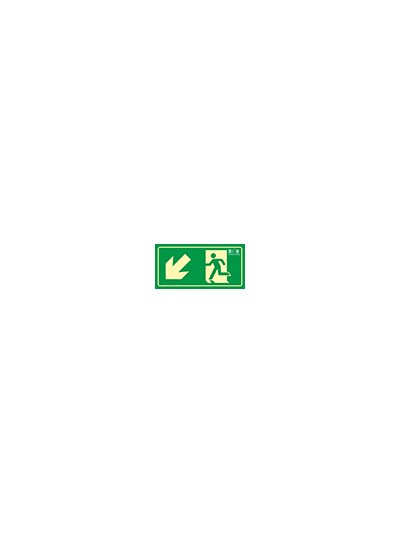Pictograma syssa señal de salida emergencia izquierda escalera bajando en pvc fotoluminiscente 320x160 mm