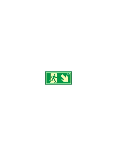 Pictograma syssa señal de salida emergencia derecha bajando en pvc fotoluminiscente 320x160 mm