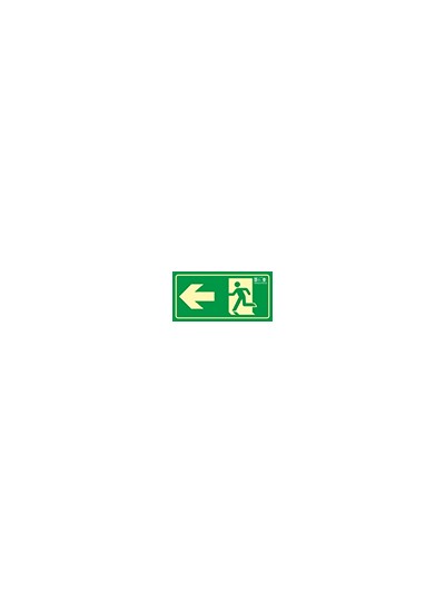 Pictograma syssa señal de salida emergencia flecha izquierda en pvc fotoluminiscente 320x160 mm