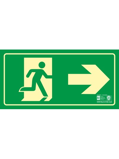 Pictograma syssa señal de salida emergencia flecha derecha en pvc fotoluminiscente 320x160 mm