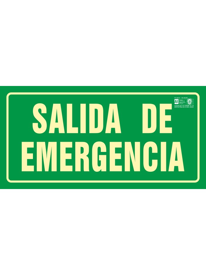 Pictograma syssa señal de salida de emergencia en pvc fotoluminiscente 320x160 mm Pictograma syssa señal de salida de emergencia en pvc fotoluminiscente 320x160 mm