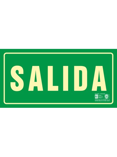 Pictograma syssa señal de salida en pvc fotoluminiscente 320x160 mm