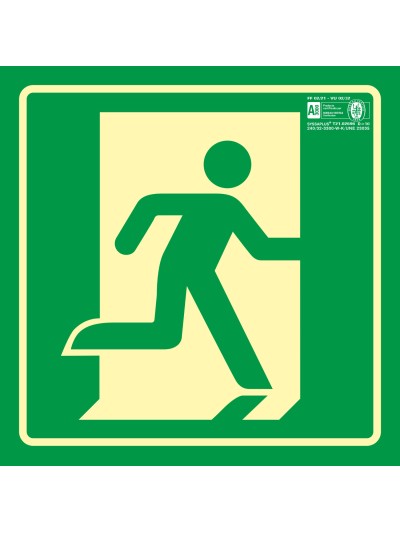 Pictograma syssa señal de salida de emergencia derecha en pvc fotoluminiscente 224x224 mm