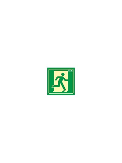 Pictograma syssa señal de salida de emergencia derecha en pvc fotoluminiscente 224x224 mm