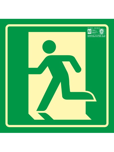 Pictograma syssa señal de salida de emergencia izquierda en pvc fotoluminiscente 210x210 mm