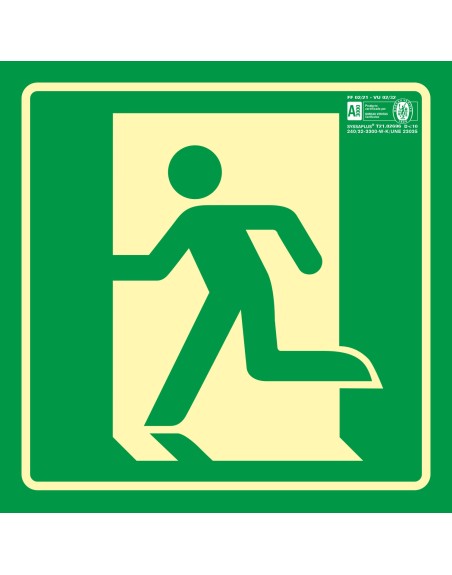 Pictograma syssa señal de salida de emergencia izquierda en pvc fotoluminiscente 210x210 mm