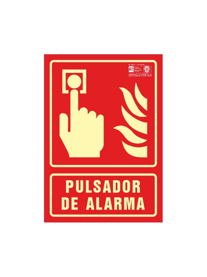 Pictograma syssa señal de pulsador de alarma en pvc fotoluminiscente 210x297 mm Pictograma syssa señal de pulsador de alarma en pvc fotoluminiscente 210x297 mm