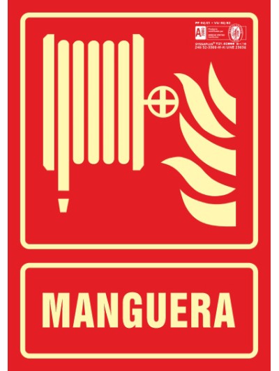 Pictograma syssa señal de manguera en pvc fotoluminiscente 210x297 mm