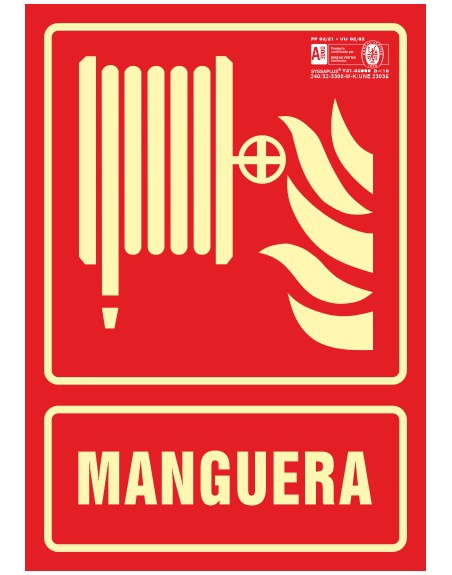 Pictograma syssa señal de manguera en pvc fotoluminiscente 210x297 mm