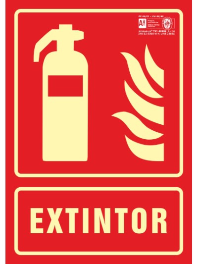 Pictograma syssa señal de extintor en pvc fotoluminiscente 210x297 mm