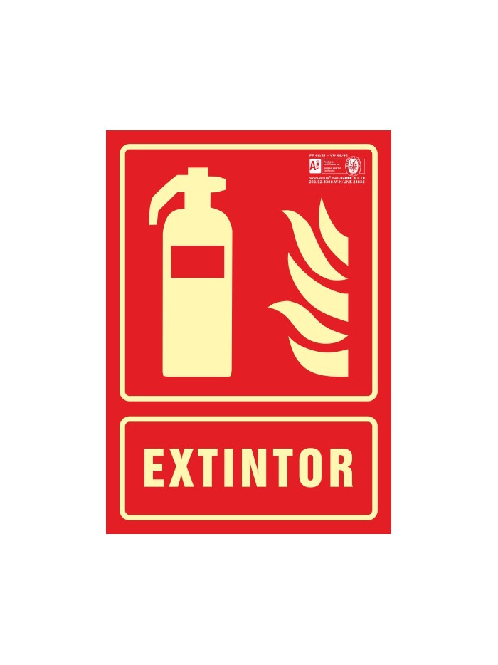 Pictograma syssa señal de extintor en pvc fotoluminiscente 210x297 mm Pictograma syssa señal de extintor en pvc fotoluminiscente 210x297 mm