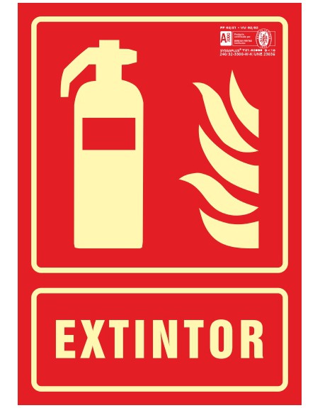 Pictograma syssa señal de extintor en pvc fotoluminiscente 210x297 mm