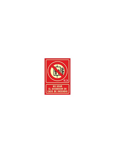 Pictograma syssa señal de no utilizar en caso de incendio en pvc fotoluminiscente 210x297 mm