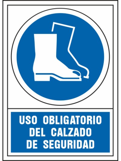 Pictograma syssa señal de obligacion uso obligatorio del calzado de seguridad en pvc 245x345 mm