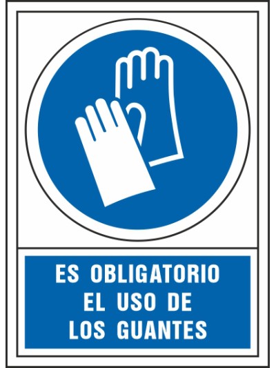 Pictograma syssa señal de obligacion es obligatorio el uso de los guantes en pvc 245x345 mm