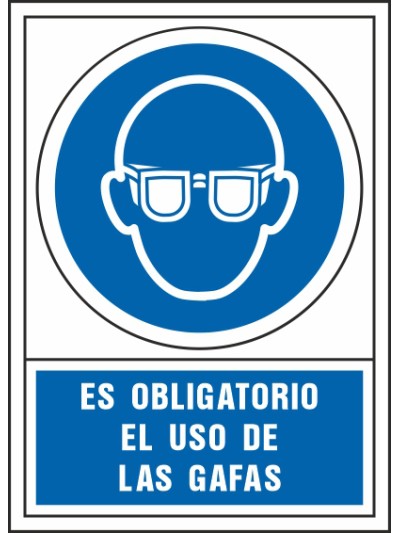 Pictograma syssa señal de obligacion es obligatorio el uso de las gafas en pvc 245x345 mm