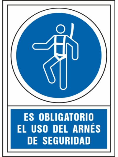Pictograma syssa señal de obligacion es obligatorio el uso de arnes de seguridad en pvc 245x345 mm