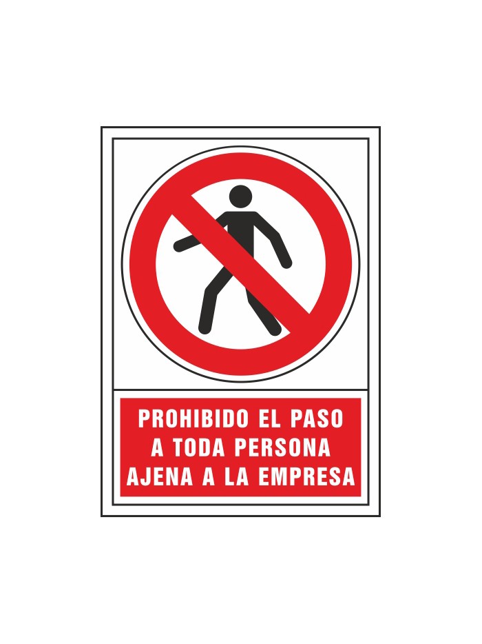Pictograma syssa señal de prohibicion prohibido el paso a toda persona ajena a la empresa en pvc 245x345 mm Pictograma syssa señal de prohibicion prohibido el paso a toda persona ajena a la empresa en pvc 245x345 mm