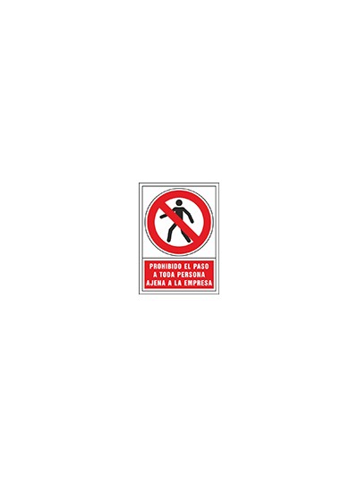 Pictograma syssa señal de prohibicion prohibido el paso a toda persona ajena a la empresa en pvc 245x345 mm