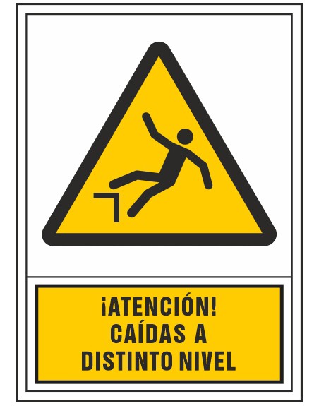 Pictograma syssa señal de advertencia atencion! caidas a distinto nivel en pvc 245x345 mm
