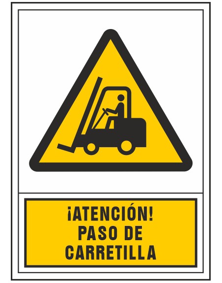 Pictograma syssa señal de advertencia atencion! paso de carretilla en pvc 245x345 mm