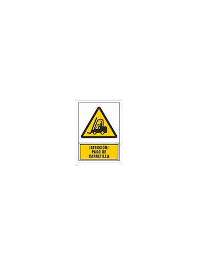 Pictograma syssa señal de advertencia atencion! paso de carretilla en pvc 245x345 mm