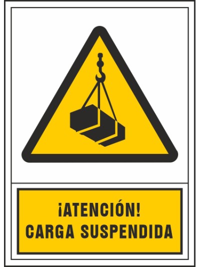 Pictograma syssa señal de advertencia atencion! carga suspendida en pvc 245x345 mm