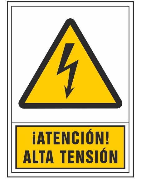 Pictograma syssa señal de advertencia atencion! alta tension en pvc 245x345 mm