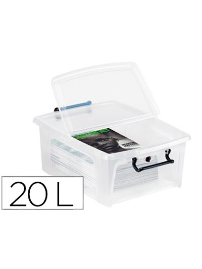 Contenedor plastico cep 20 litros 190x460x170 mm transparente con tapa y cierre hermetico