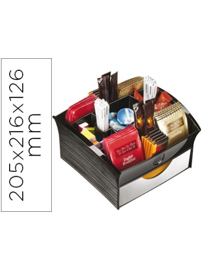 Bandeja organizadora cep con 9 compartimentos poliestireno color negro especial para snack 205x216x126 mm