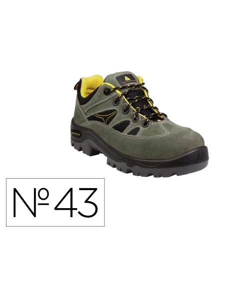 Zapatos de seguridad deltaplus trek de piel serraje puntera y suela composite verde talla 43