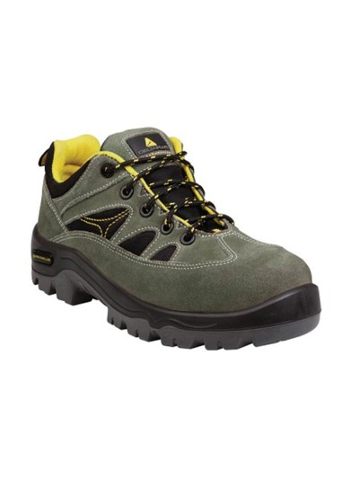 Zapatos de seguridad deltaplus trek de piel serraje puntera y suela composite verde talla 43