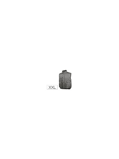 Chaleco deltaplus multibolsillos con cremallera cintura elastica protege riñones gris verde talla xxl
