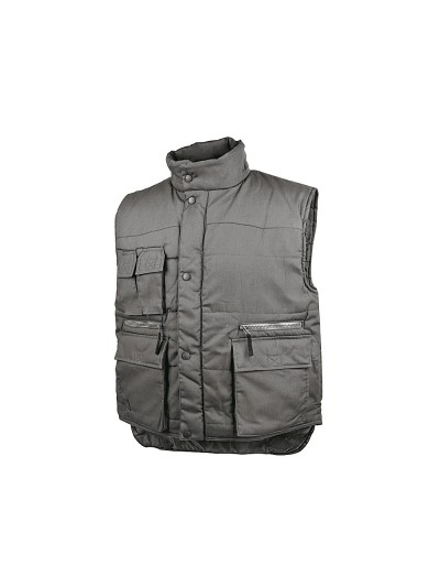 Chaleco deltaplus multibolsillos con cremallera cintura elastica protege riñones gris verde talla xxl