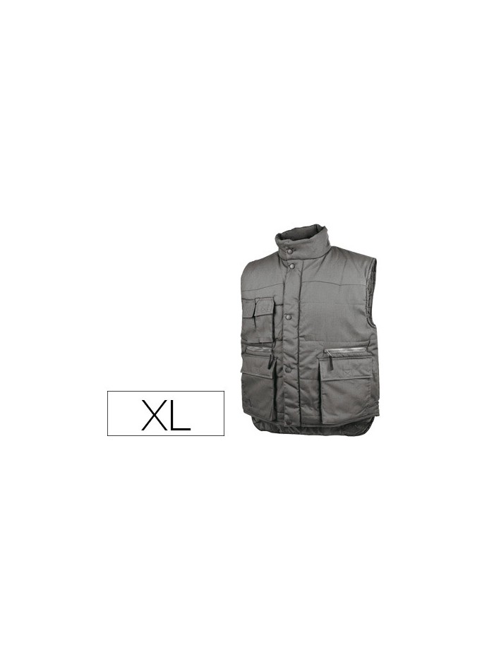 Chaleco deltaplus multibolsillos con cremallera cintura elastica protege riñones gris verde talla xl Chaleco deltaplus multibolsillos con cremallera cintura elastica protege riñones gris verde talla xl