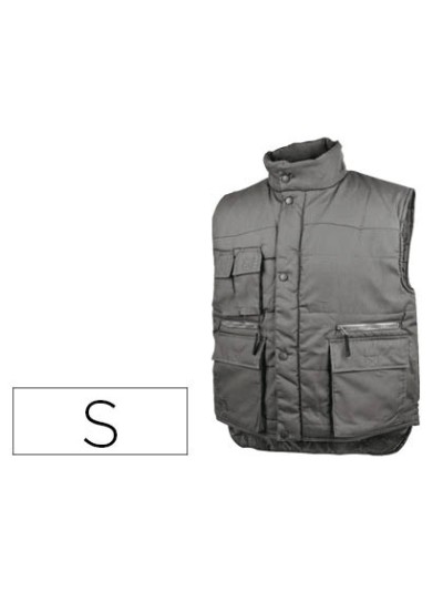 Chaleco deltaplus multibolsillos con cremallera cintura elastica protege riñones gris verde talla s