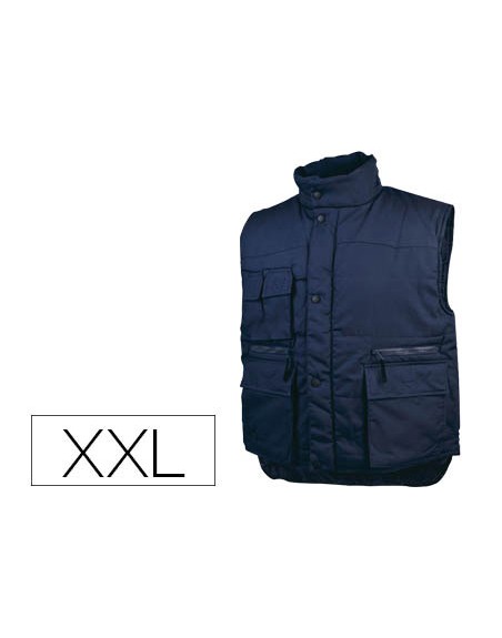 Chaleco deltaplus multibolsillos con cremallera cintura elastica color azul naranja talla xxl