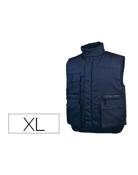 Chaleco deltaplus multibolsillos con cremallera cintura elastica color azul naranja talla xl