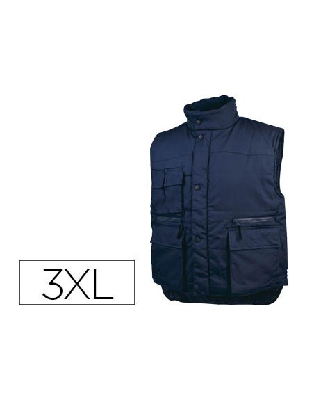Chaleco deltaplus multibolsillos con cremallera cintura elastica color azul naranja talla 3xl