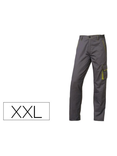 Pantalon de trabajo deltaplus cintura ajustable 5 bolsillos color gris verde talla xxl