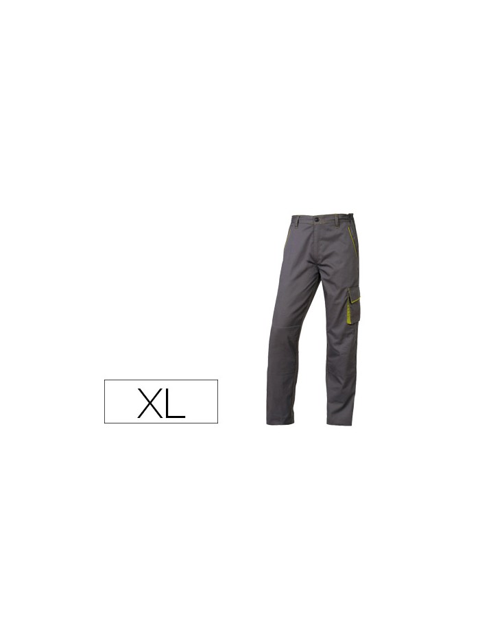 Pantalon de trabajo deltaplus cintura ajustable 5 bolsillos color gris verde talla xl Pantalon de trabajo deltaplus cintura ajustable 5 bolsillos color gris verde talla xl