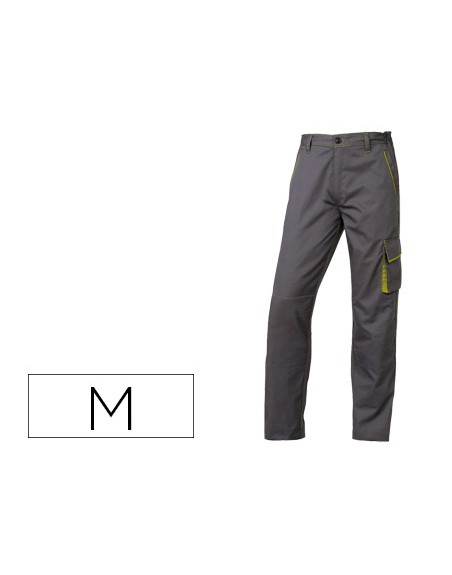 Pantalon de trabajo deltaplus cintura ajustable 5 bolsillos color gris verde talla m