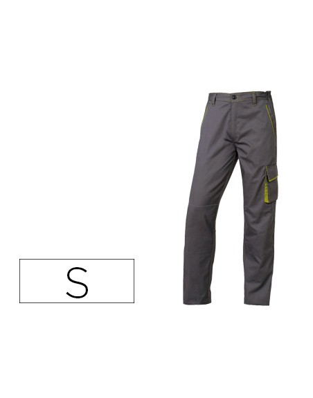 Pantalon de trabajo deltaplus cintura ajustable 5 bolsillos color gris verde talla s