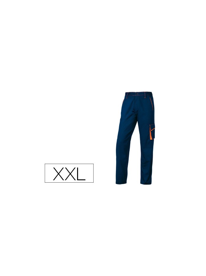 Pantalon de trabajo deltaplus cintura ajustable 5 bolsillos color azul naranja talla xxl Pantalon de trabajo deltaplus cintura ajustable 5 bolsillos color azul naranja talla xxl