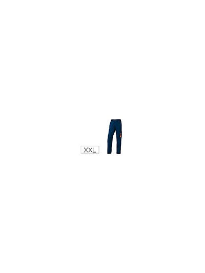 Pantalon de trabajo deltaplus cintura ajustable 5 bolsillos color azul naranja talla xxl