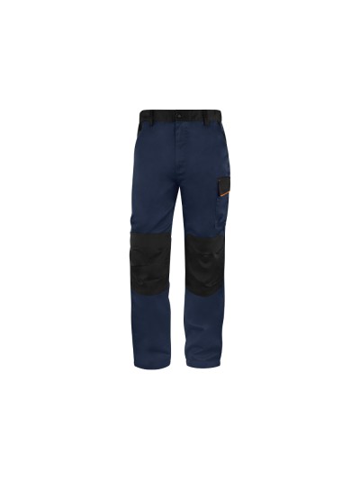 Pantalon de trabajo deltaplus cintura ajustable 5 bolsillos color azul naranja talla l