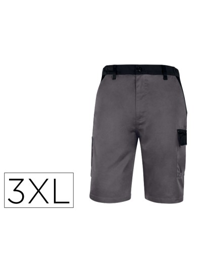 Pantalon de trabajo deltaplus bermuda cintura ajustable 5 bolsillos color gris talla 3xl