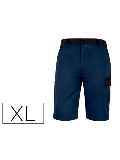 Pantalon de trabajo deltaplus bermuda cintura ajustable 5 bolsillo color azul naranja talla xl