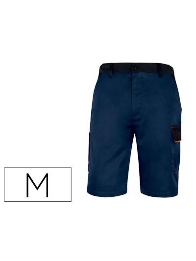 Pantalon de trabajo deltaplus bermuda cintura ajustable 5 bolsillos color azul naranjatalla m