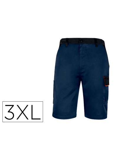 Pantalon de trabajo deltaplus bermuda cinta ajustable 5 bolsillos color azul naranjatalla 3xl